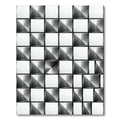 Metallic Black White Square Grid Rug