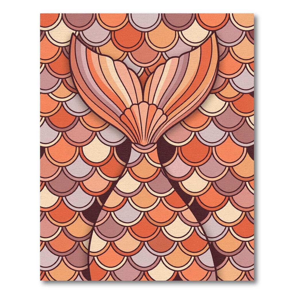 Art Deco Mermaid Scale Coral Tail Rug