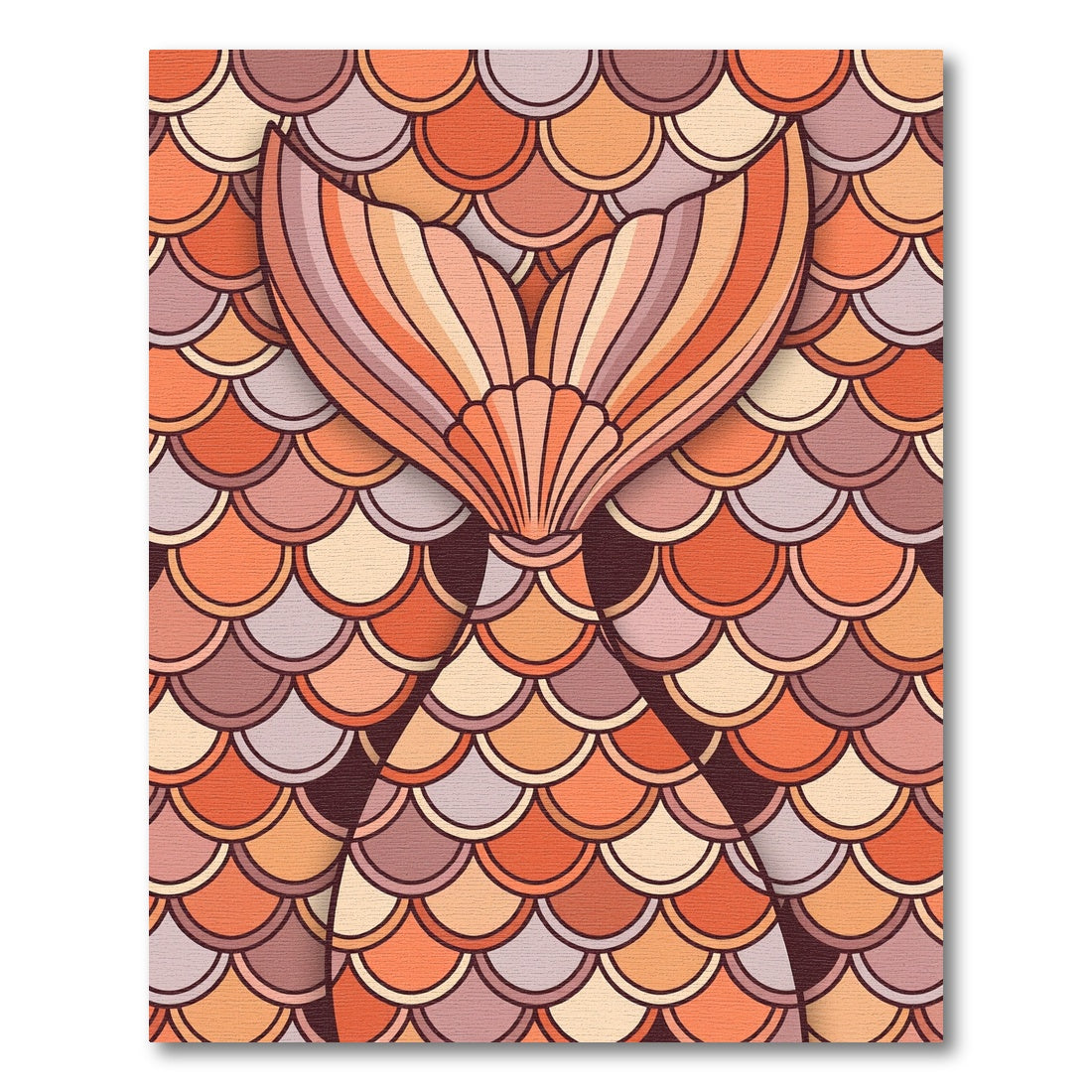 Art Deco Mermaid Scale Coral Tail Rug