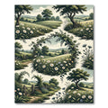 Whimsical Countryside Wildflower Meadow Landscape Rug