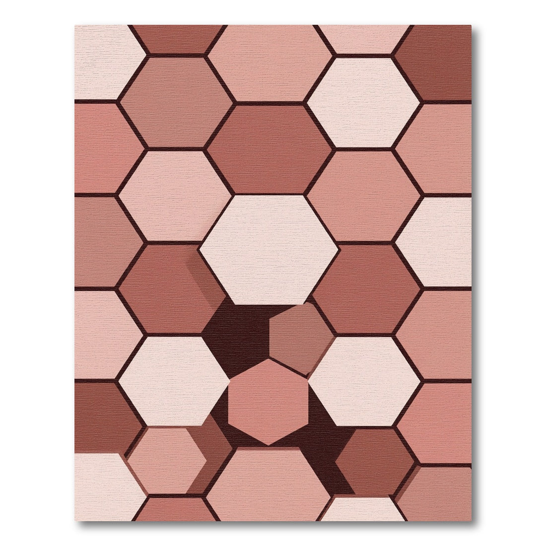 Modern Earthy Toned Geometric Hexagon Rug