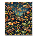Golden Grasshopper Meadow Nocturnal Illustration Rug