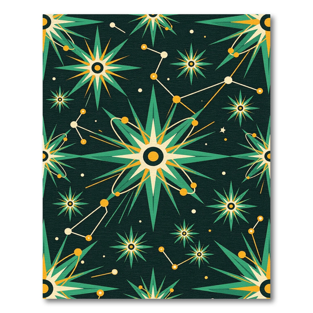 Mid Century Atomic Starburst Constellation Rug