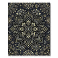Elegant Charcoal and Gold Mandala Rug