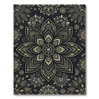 Elegant Charcoal and Gold Mandala Rug
