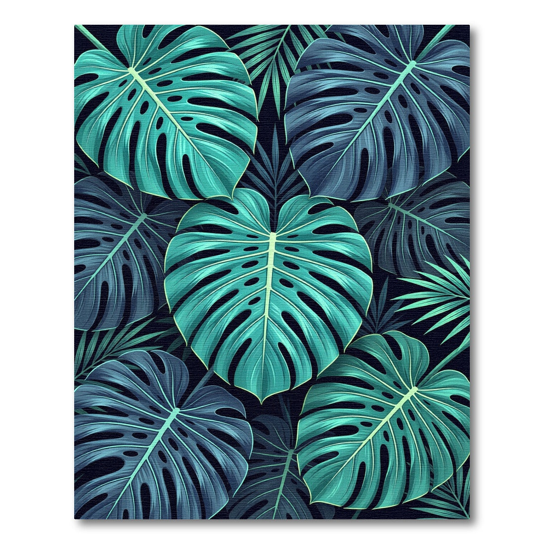 Lush Teal Tropical Monstera Foliage Rug