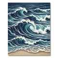 Deep Blue Ocean Wave Composition Rug