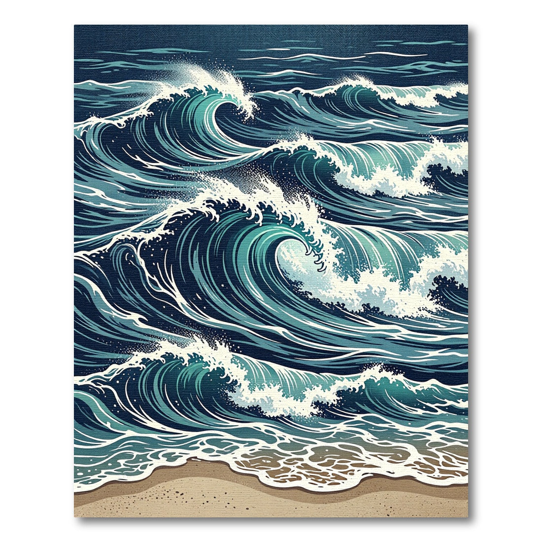 Deep Blue Ocean Wave Composition Rug