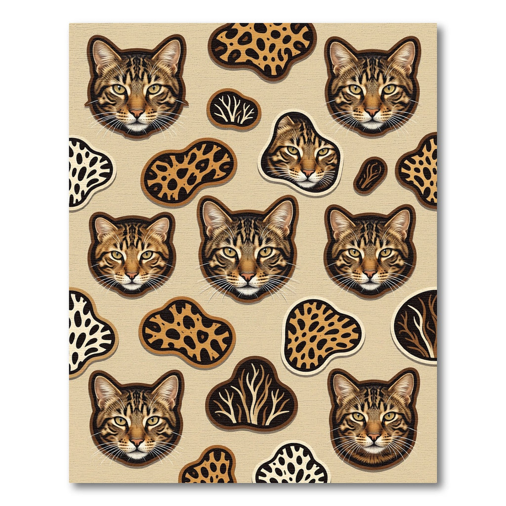 Brown Bengal Cat Leopard Patchwork Rug