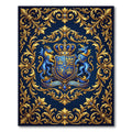 Royal Blue Gold Heraldic Crest Tapestry Rug