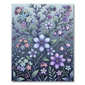Elegant Lavender Blue Floral Botanical Illustration Rug
