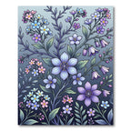 Elegant Lavender Blue Floral Botanical Illustration Rug