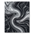 Dramatic Black White Marble Swirl Rug