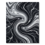 Dramatic Black White Marble Swirl Rug