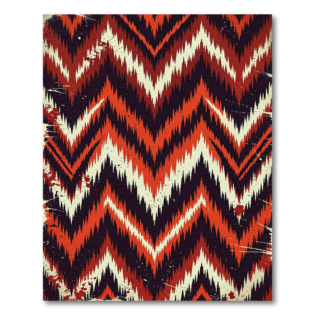Bold Crimson Chevron Tribal Art Rug