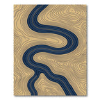 Midnight Blue Abstract Contour Flow Rug