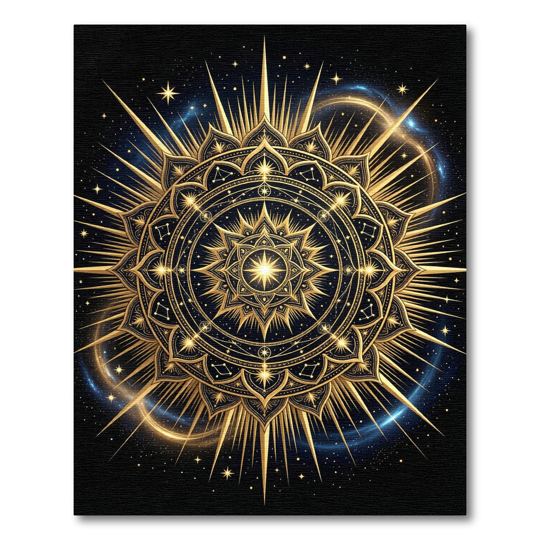 Golden Celestial Mandala Starry Night Rug