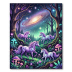 Whimsical Unicorn Enchanted Galaxy Forest Rug