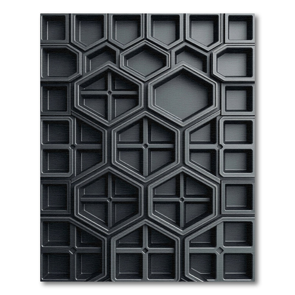 Modern Charcoal Geometric Hexagonal Architecture Rug