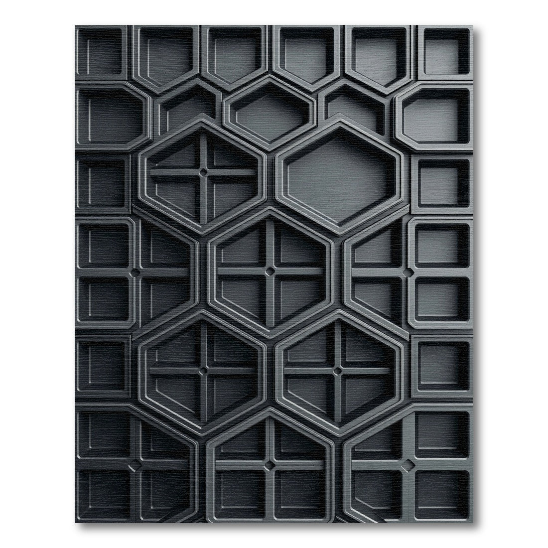 Modern Charcoal Geometric Hexagonal Architecture Rug