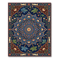 Deep Blue Floral Medallion Botanical Art Rug