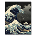 Deep Blue Ocean Wave Mountain Scene Rug
