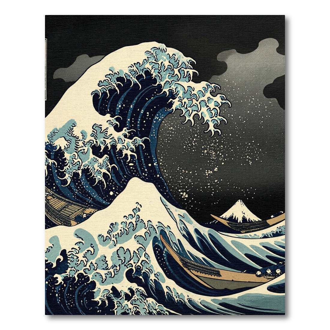 Deep Blue Ocean Wave Mountain Scene Rug