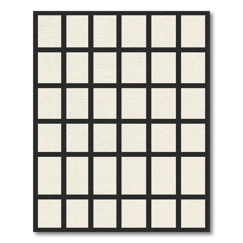 Black Cream Geometric Grid Rug