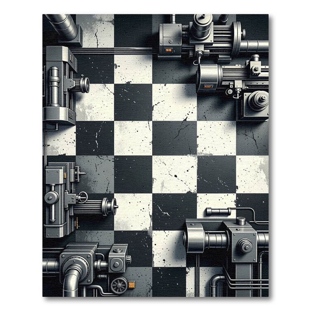 Industrial Gray Checkerboard Machine Rug