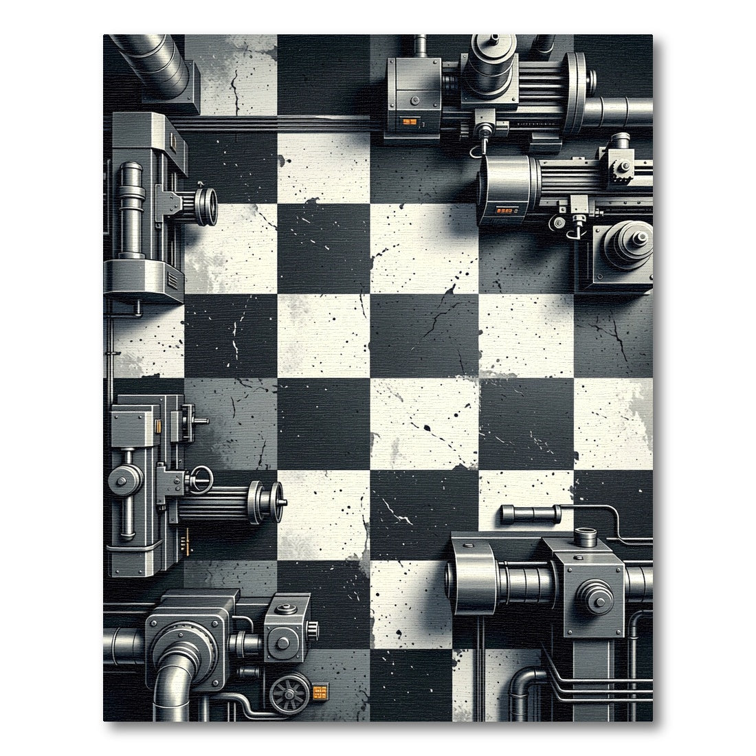 Industrial Gray Checkerboard Machine Rug