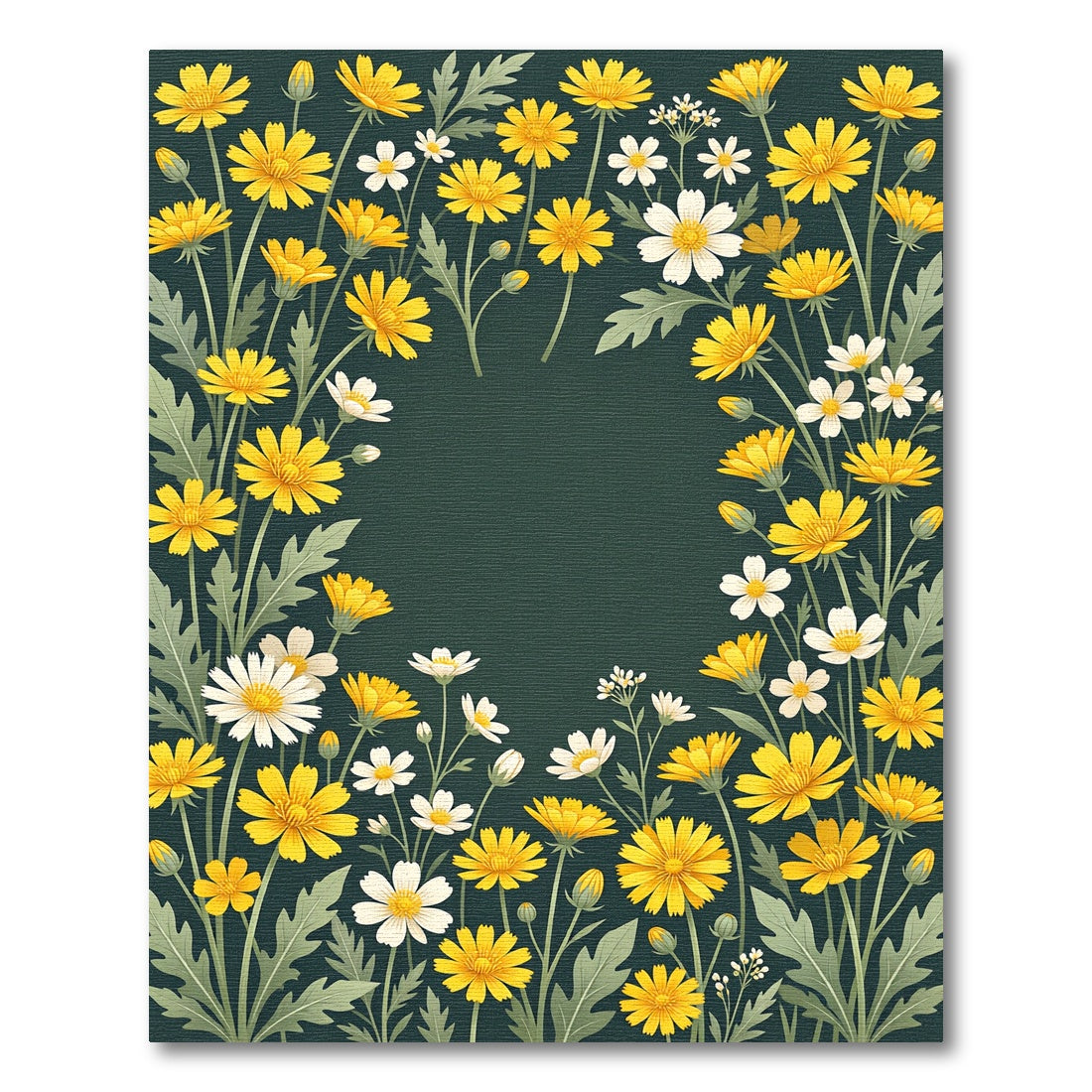 Golden Daisy Wildflower Dark Meadow Rug