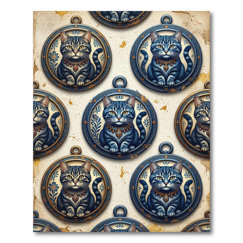 Blue Cat Medallion Antique Portrait Rug