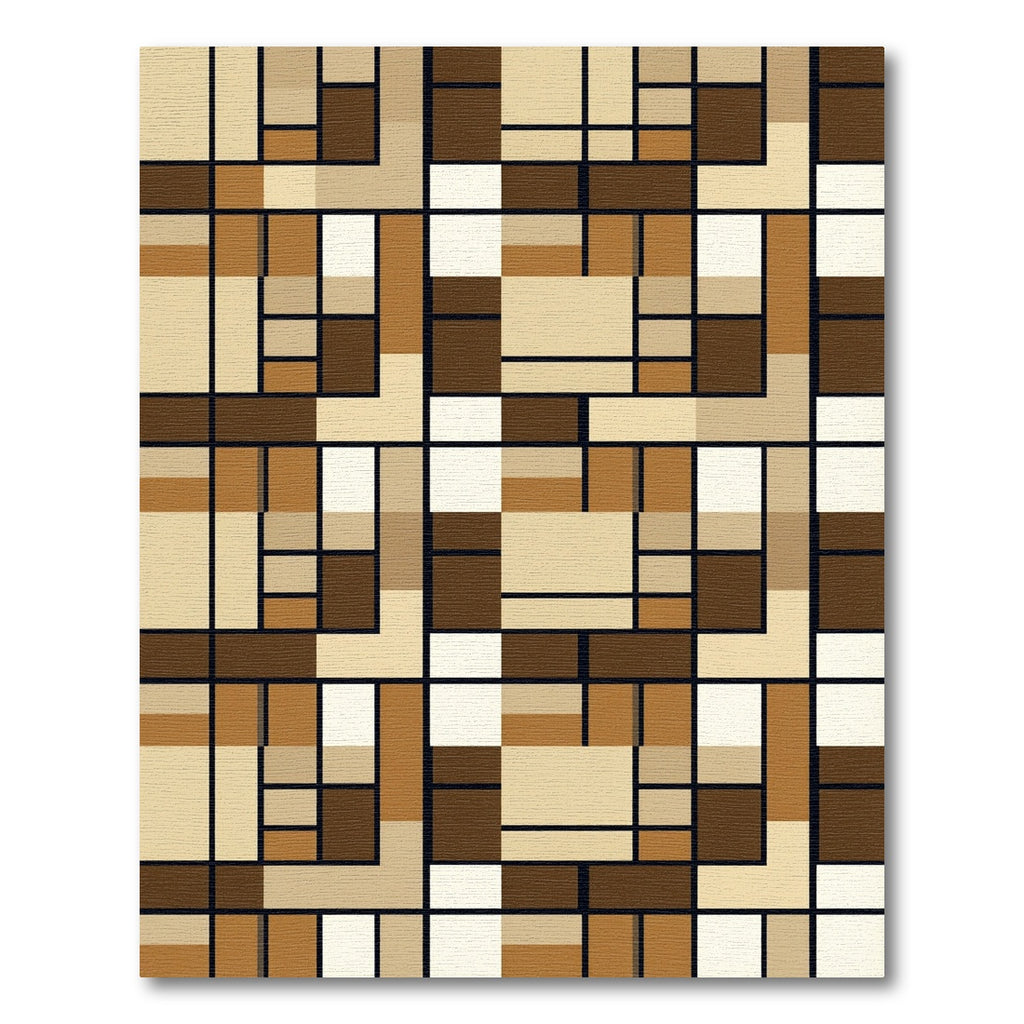 Natural Tones Abstract Grid Rug