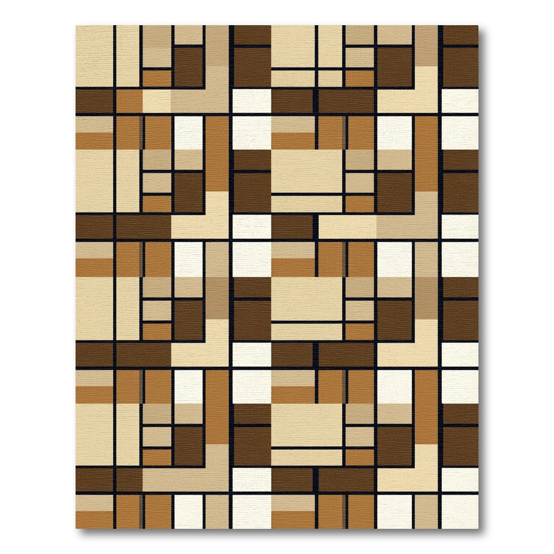 Natural Tones Abstract Grid Rug