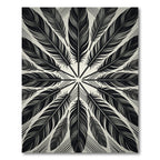 Monochrome Feather Radial Mandala Rug