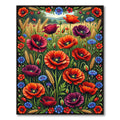 Vibrant Red Poppy Cornflower Wheat Field Rug
