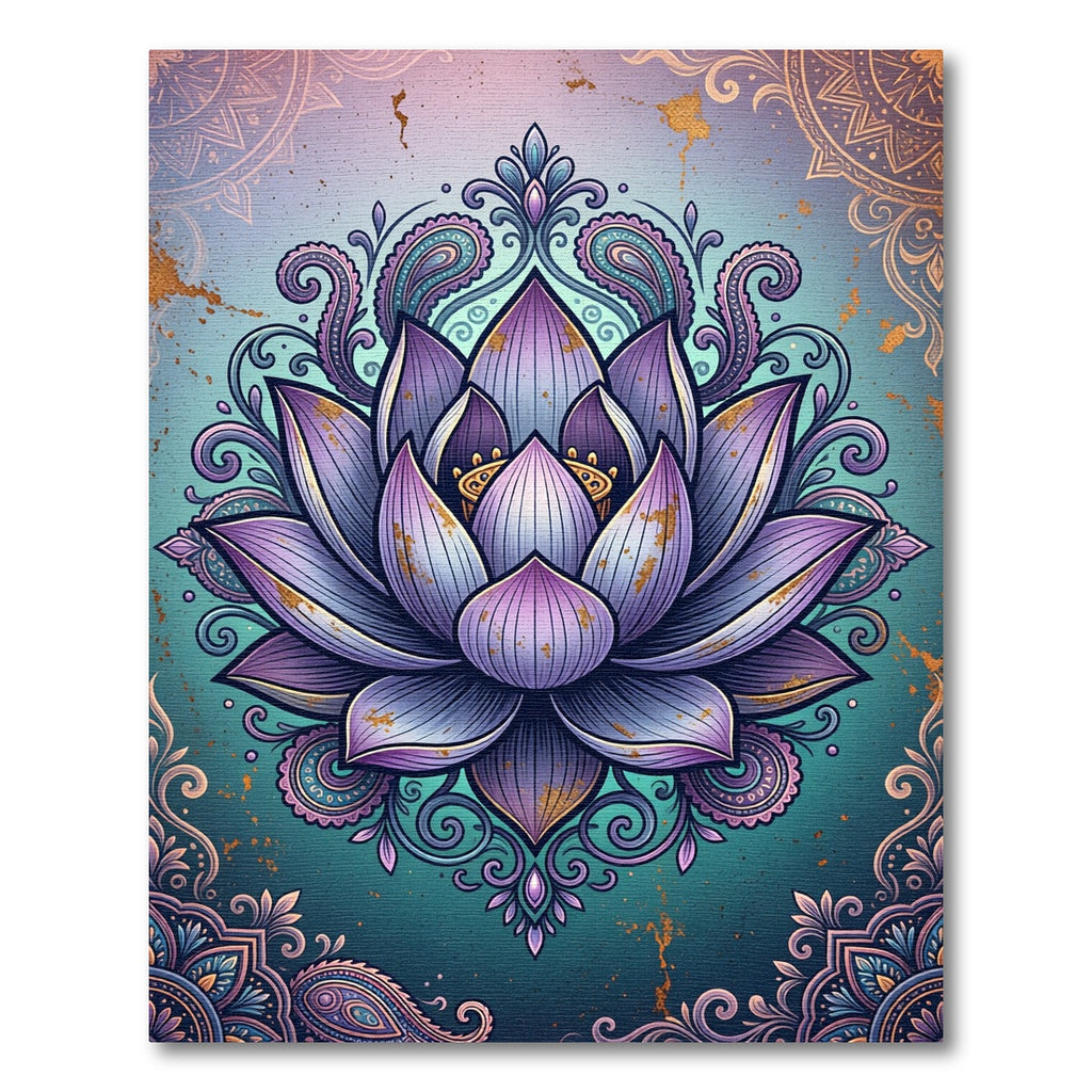Ethereal Violet Lotus Mandala Art Rug