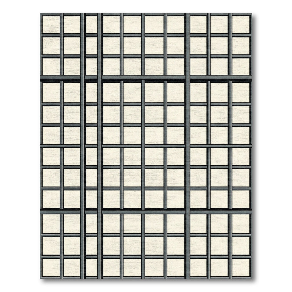 Grid Lattice Metal Window Beige Rug