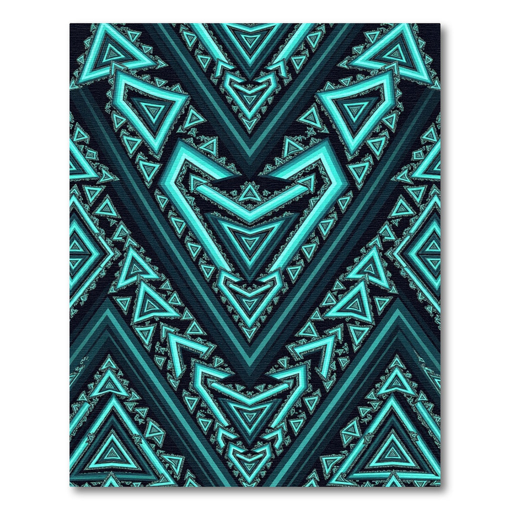 Teal Geometric Tribal Chevron Rug