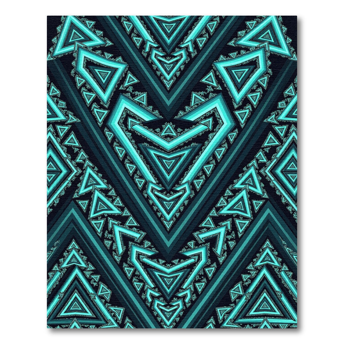 Teal Geometric Tribal Chevron Rug