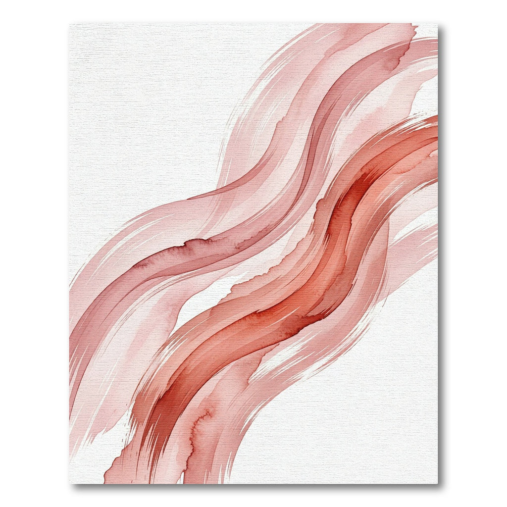 Ethereal Terracotta Abstract Watercolor Waves Rug