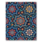 Midnight Floral Medallion with Orange Accents Rug