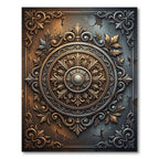 Ornate Golden Bronze Floral Medallion Rug