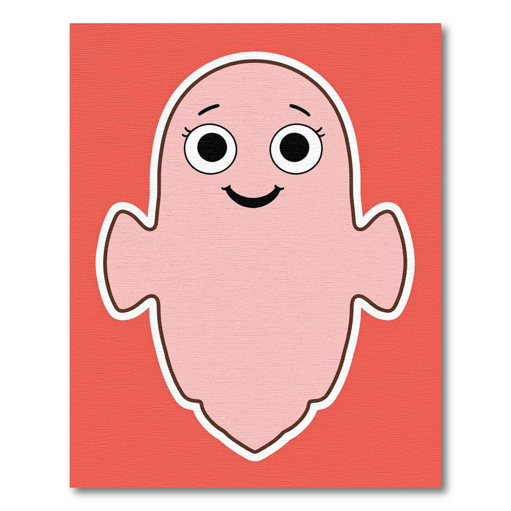 Pink Ghost with Smiling Face Rug