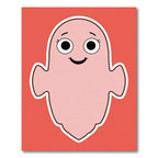 Pink Ghost with Smiling Face Rug