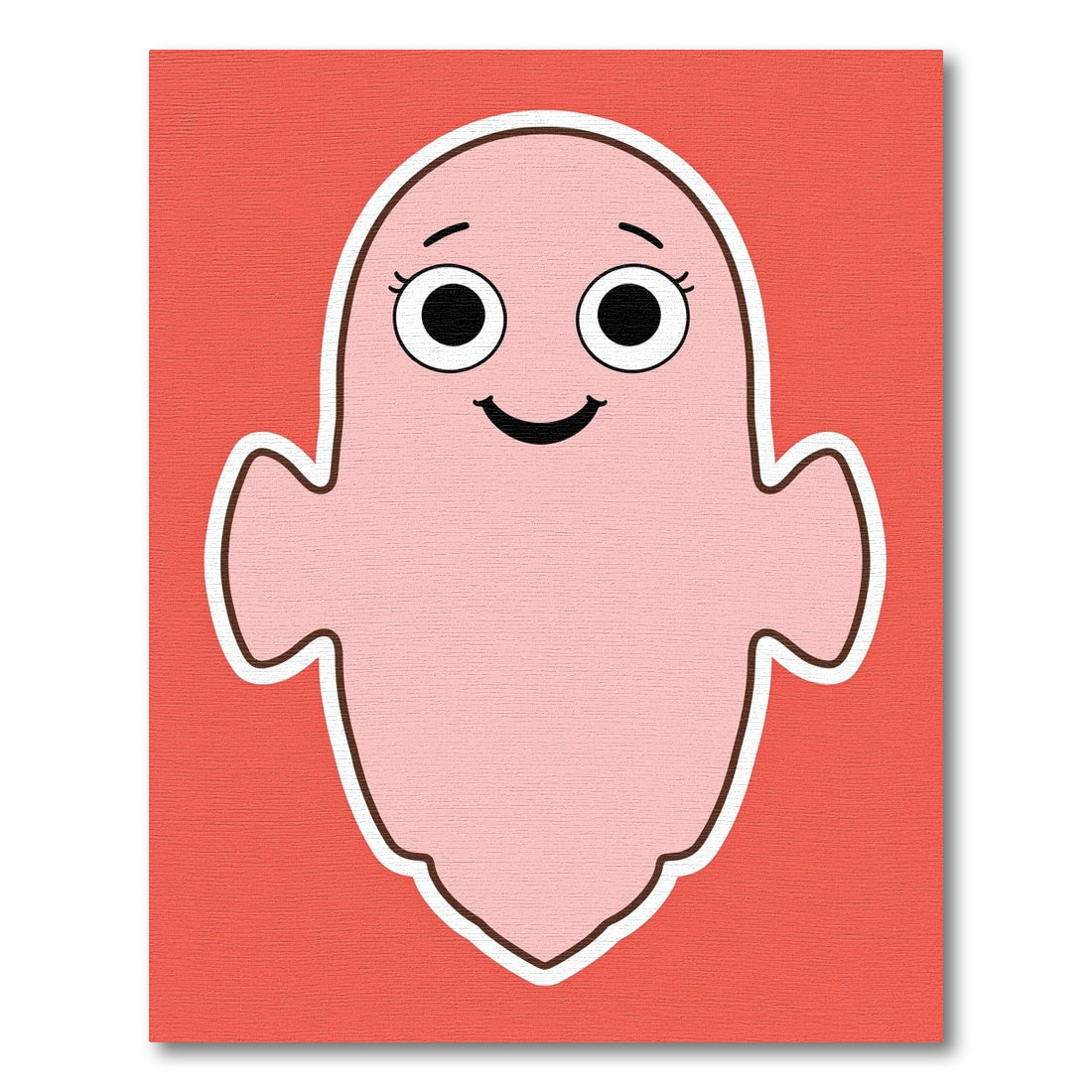 Pink Ghost with Smiling Face Rug