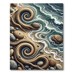 Coastal Swirl Wood Stone Ocean Rug