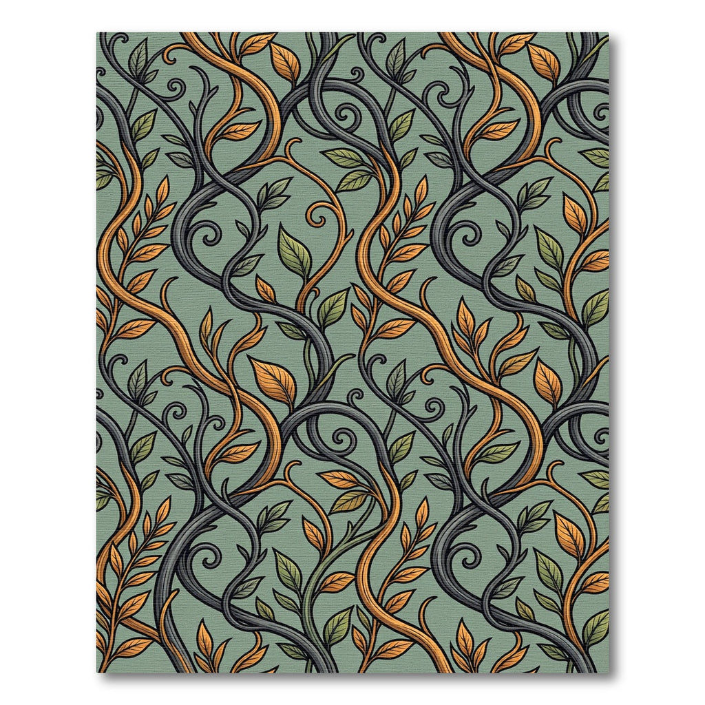 Sage Green Intertwining Vine Leaf Rug