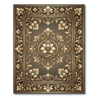 Antique Gold Floral Scroll Emblem Rug