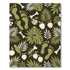Tropical Jungle Footprint and Bone Illustration Rug